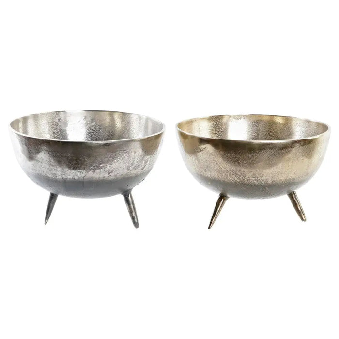 Centerpiece DKD Home Decor Golden Silver Aluminium 31 x 31 x 19,5 cm (2 Units) - Декорация и Осветление<<<Дом