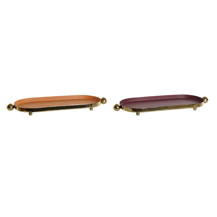 Centerpiece DKD Home Decor Orange Magenta Golden Iron 35 x 13 x 3 cm (2 Units) - Декорация и Осветление<<<Дом