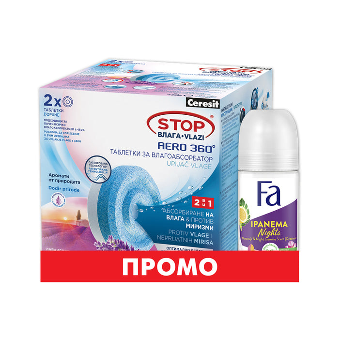 STOP MOISTURE TABLETS LAVENDER 2X450 G + GIFT FA ROLL-ON CERESIT LAVENDER 2X450G+FA ROLL-ON 2 PCS