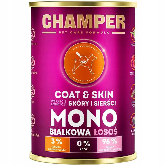 CHAMPER Coat & Skin Monoprotein Salmon - wet dog food - 400g