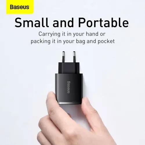 Charger Baseus Compact Quick Charger 2xUSB USB-C PD 3A 30W (czarna) - Travel
