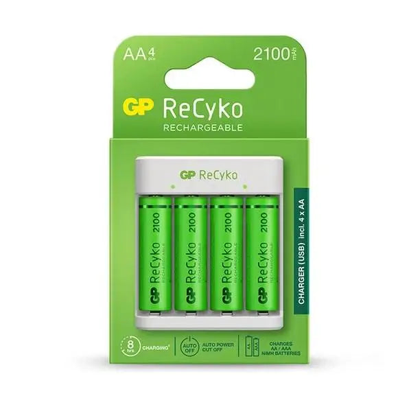 Charger GP BATTERIES E411 + 2100mAh AA For 4 pieces NiMH - Зарядни устройства и адаптери<<<Батерии и зарядни