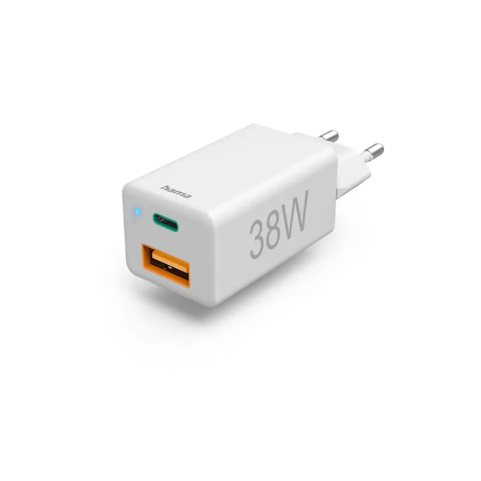Charger HAMA-201640 38W 1X USB-C PD 1X USB-A QC White - Зарядни за телефони<<<Мобилни телефони и