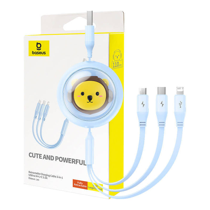 Charging Cable 3w1 Baseus USB to USB-C USB-M Lightning 3,5A 1,1m (blue) - Combo Cables<<<USB cables<<<GSM