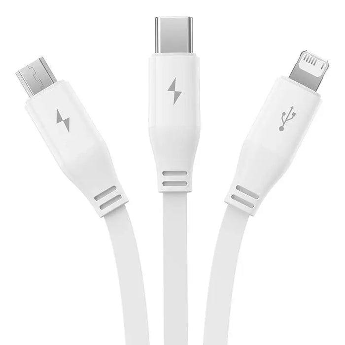 Charging Cable 3w1 Baseus USB to USB-C USB-M Lightning 3,5A 1,1m (White) - Combo Cables<<<USB cables<<<GSM