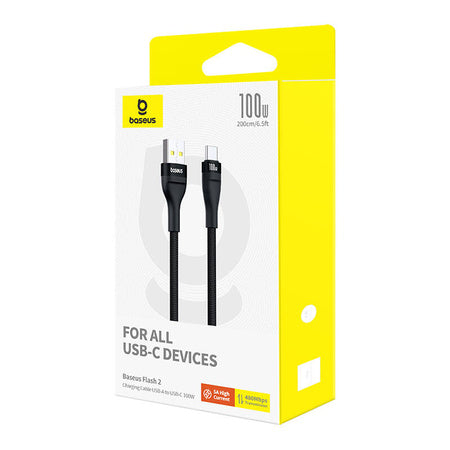 Charging Cable Baseus Flash 2 USB to USB-C 100W 2m (black) - USB to USB-C<<<USB cables<<<GSM
