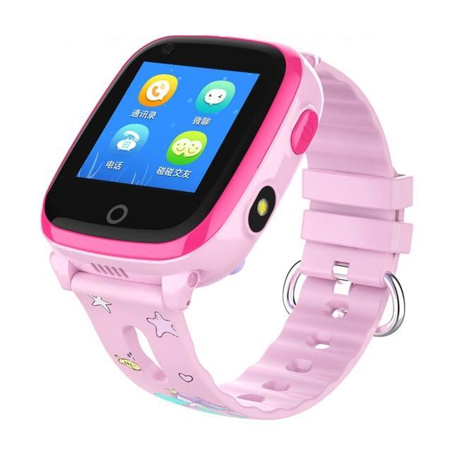 Children smart watch CW202 IP67 waterproof 4G camera GPS tracker WI-FI SOS video call - pink - Smart Watches