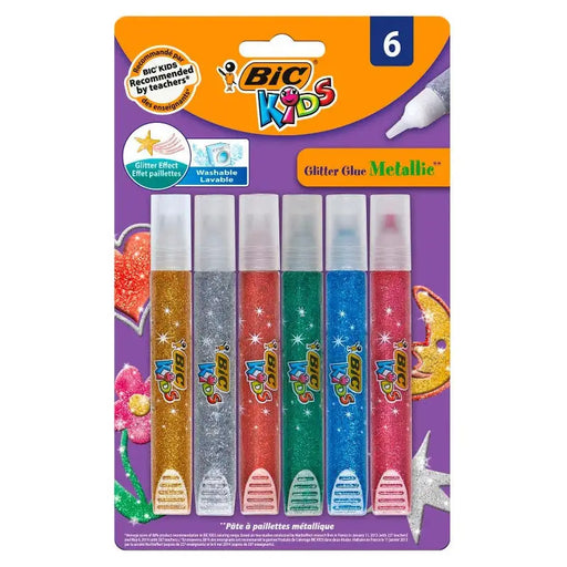 CHILDREN’S GLOSSY GLUE METALLIC 6 BIC - Пастели и бои за рисуване<<<Канцеларски