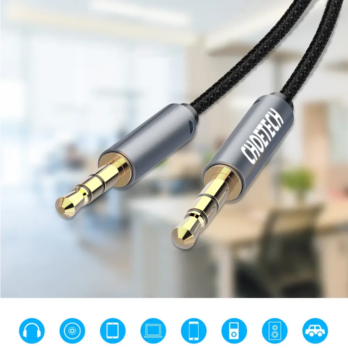 Choetech AUX002 cable mini jack 3.5mm (male) / mini jack 3.5mm (male) 1.2m - black - Audio cables<<<HurtelXML