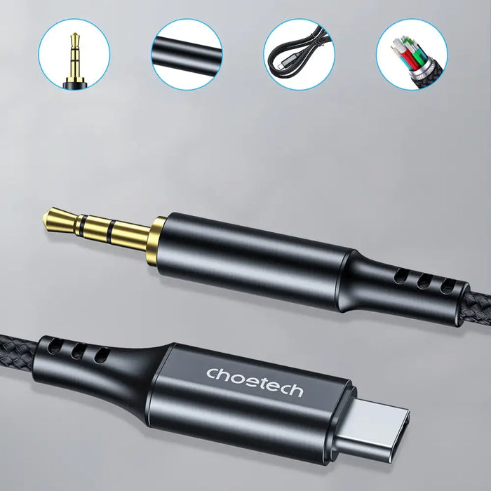 Choetech AUX008 USB-C / mini jack 3.5mm cable 2 m - black - Audio cables<<<HurtelXML