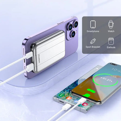 Choetech B655 mini wireless magnetic powerbank 5000mAh - silver - Powerbanks<<<HurtelXML