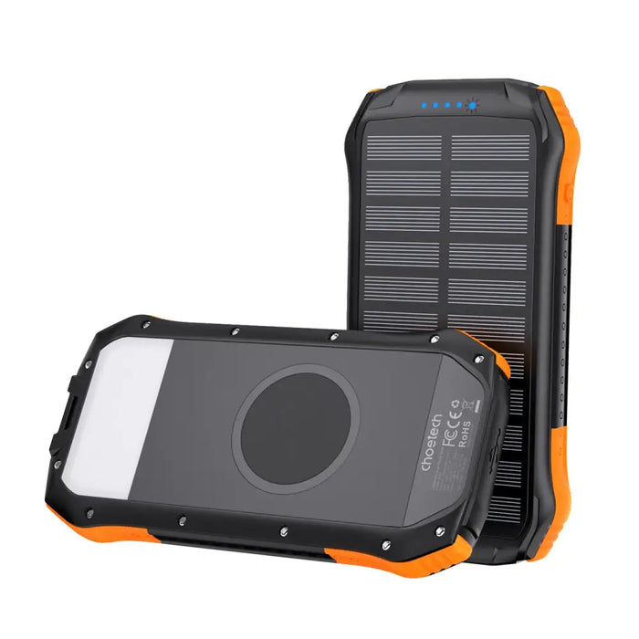 Choetech B658 Solar power bank 2x USB 10000mAh Qi 5W (black-orange)