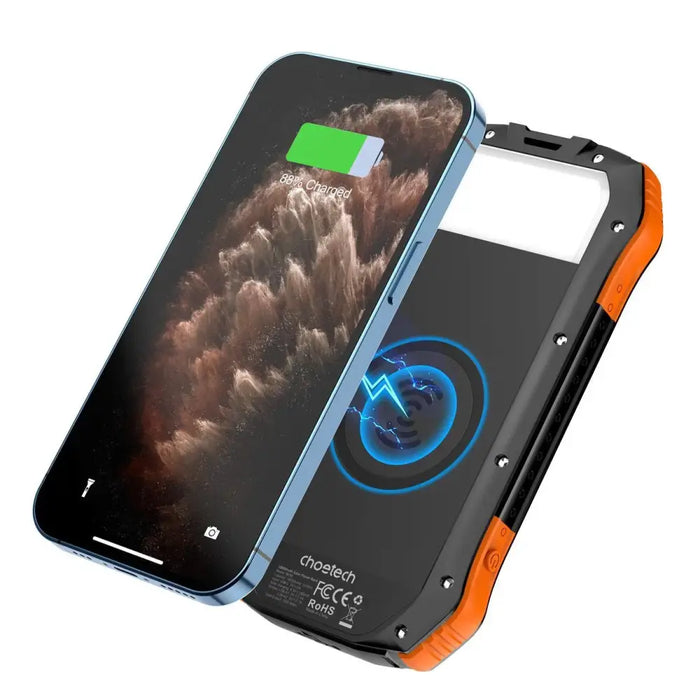 Choetech B659 Solar power bank with inductive charging 2x USB 10000mAh Qi 5W (black-orange)