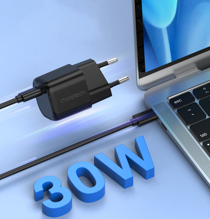 Choetech GaN USB charger Type C PD 30W black (PD5007) - Cell phone USB charger<<<HurtelXML