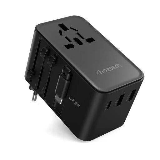 Choetech PD5020 35W EU/US/AUS/UK Travel Adapter with Built-in USB-C Cable - Black - Powerbanks<<<HurtelXML