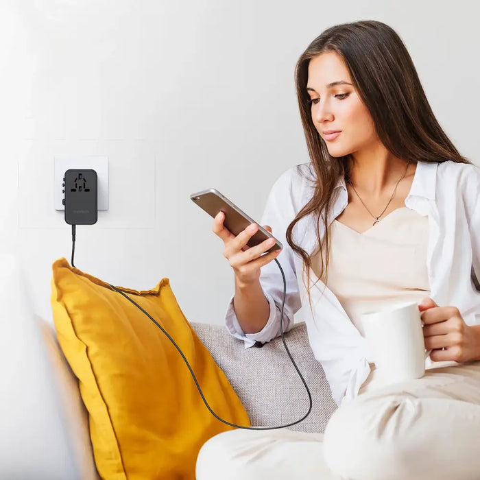 Choetech PD5021 45W EU/US/AUS/UK Travel Adapter with Built-in USB-C Cable - Black - Powerbanks<<<HurtelXML