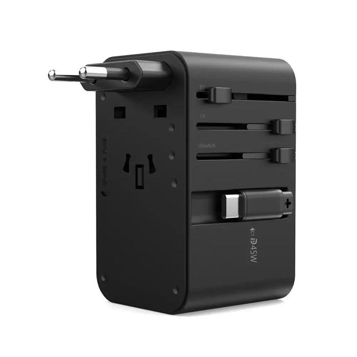 Choetech PD5021 45W EU/US/AUS/UK Travel Adapter with Built-in USB-C Cable - Black - Powerbanks<<<HurtelXML