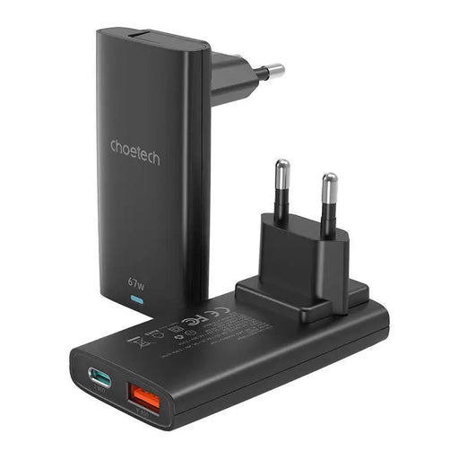 Choetech PD6011 PD65W GaN slim USB-A + C mini charger (black) - mains chargers<<<Chargers<<<GSM Accessories<<<InnproXML
