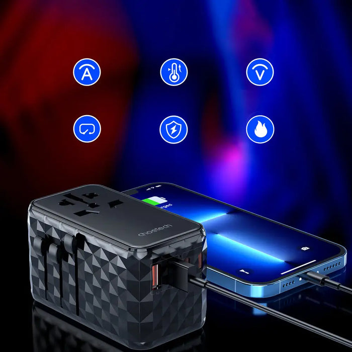 Choetech PD6028 EU / US / AUS / UK travel adapter 2x USB-C 2x USB-A 100W - black - Cell phone USB charger<<<HurtelXML
