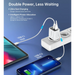 Choetech PD6051 2x USB-C PD 35W GaN wall charger with display - white - Cell phone USB charger<<<HurtelXML