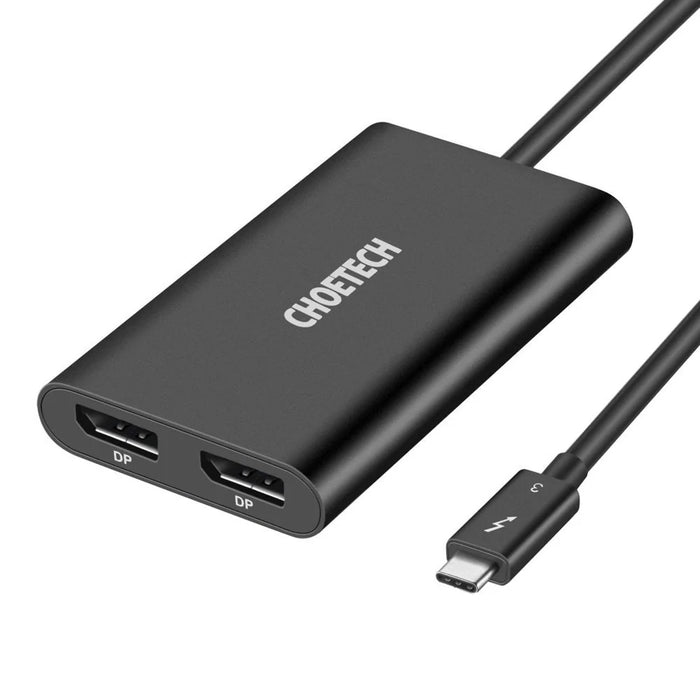Choetech plug adapter USB Type C Thunderbolt 3 (40Gbps) - 2x DisplayPort 4K 60Hz black (HUB-D03) - USB