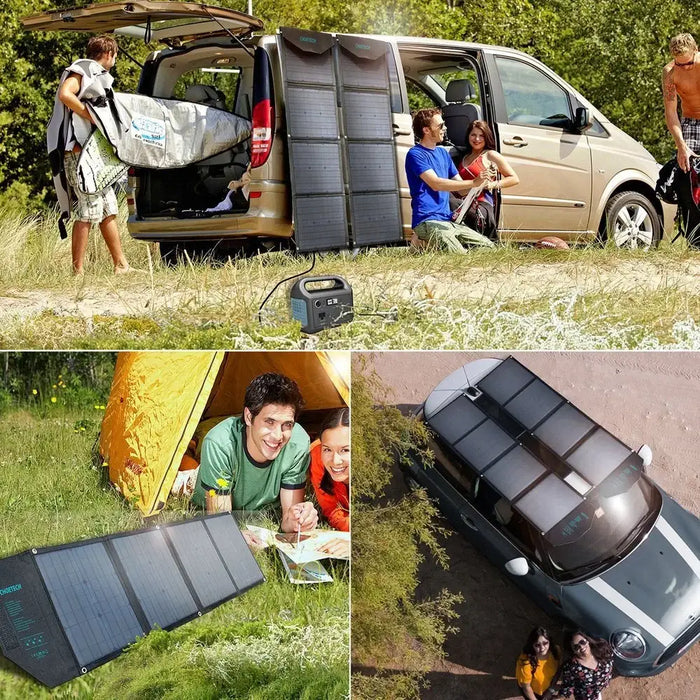 Choetech SC007 80W foldable solar charger (black) - Cell phone USB charger<<<HurtelXML&&&Powerbanks<<<Energy<<<InnproXML