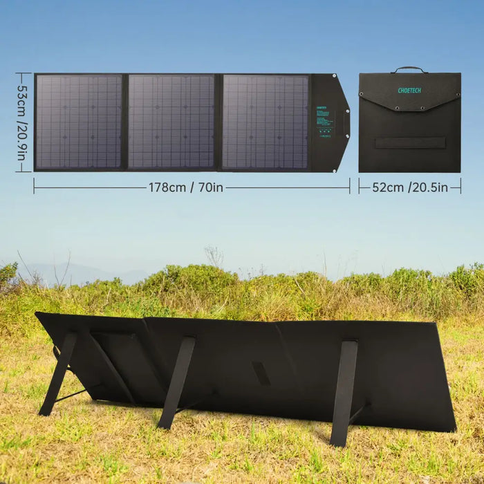 Choetech SC008 solar foldable charger 120W DC / USB-C / 2x USB-A - black - Cell phone USB charger<<<HurtelXML