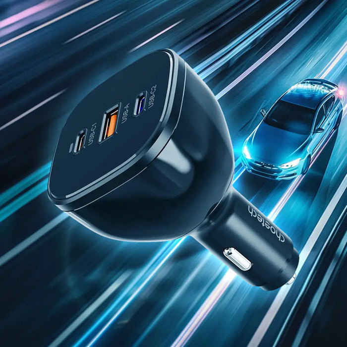 Choetech TC0024 car charger 160W 2x USB-C PD 3.1 1x USB-A - black - Cell phone USB charger<<<HurtelXML