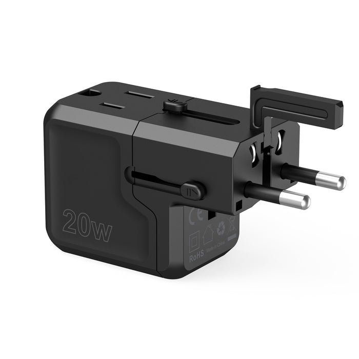 Choetech PD6038 USB-C USB-A PD 20W Travel Charger USA EU UK AU - Black