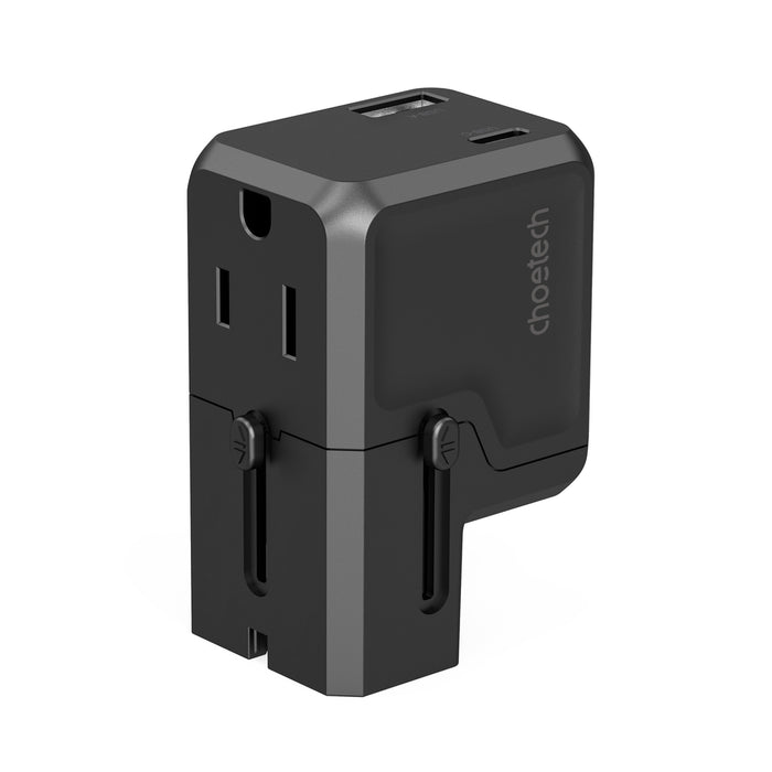 Choetech PD6038 USB-C USB-A PD 20W Travel Charger USA EU UK AU - Black