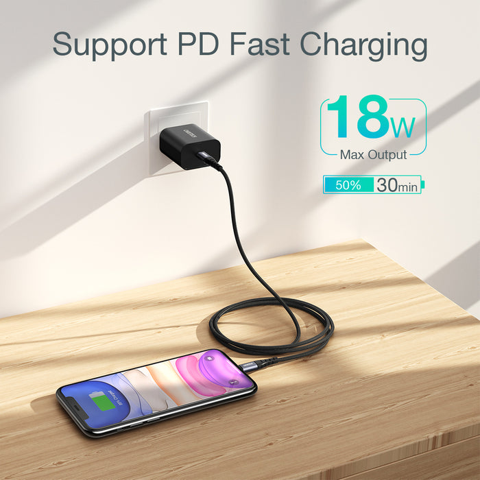Choetech IP0041 USB-C / Lightning MFi 480Mb/s 3A 2 m cable - black