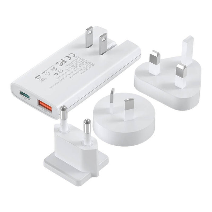 Choetech PD6011 65W GaN Ultra USB-C + USB-A Wall Charger - White