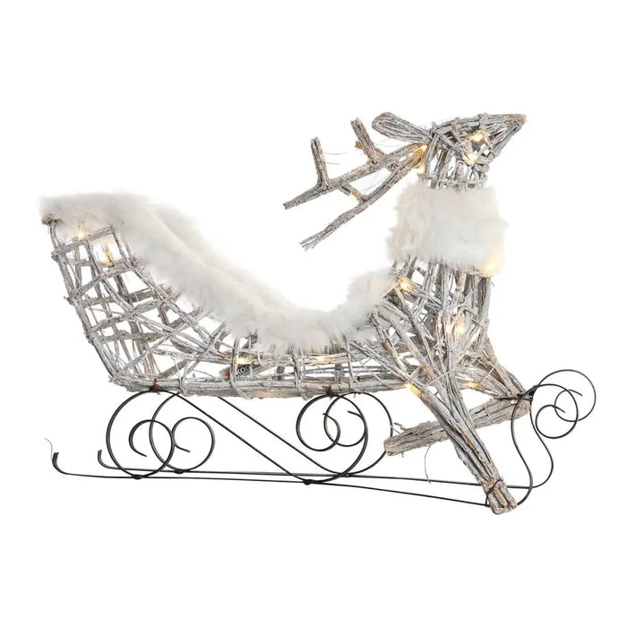 Christmas bauble DKD Home Decor Reindeer and sleigh White wicker Reindeer 75 x 20 x 53 cm - Декорация и