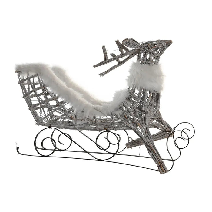 Christmas bauble DKD Home Decor Reindeer and sleigh White wicker Reindeer 75 x 20 x 53 cm - Декорация и