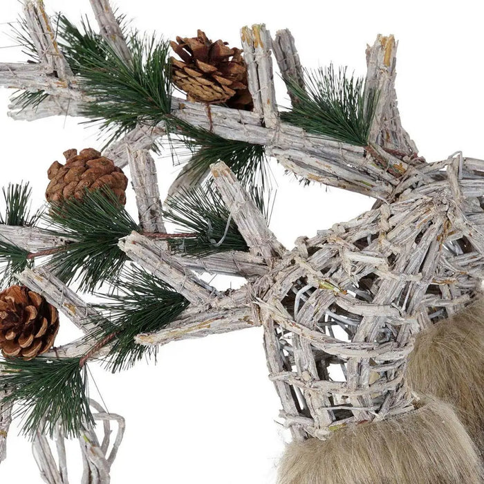 Christmas bauble DKD Home Decor Reindeer White Brown wicker 58 x 30 x 30 cm (3 Pieces) - Декорация и Осветление<<<Дом