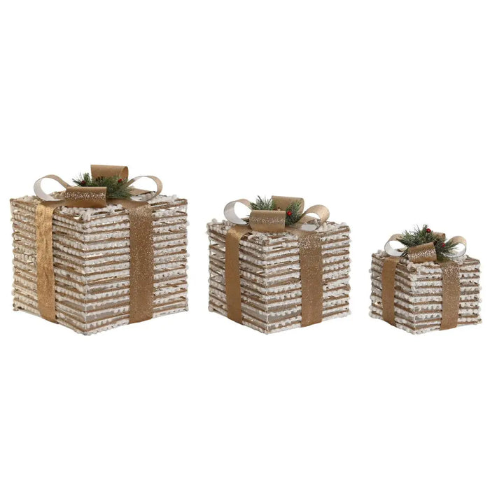 Christmas bauble DKD Home Decor White Golden Natural 25 x 25 x 25 cm (3 Pieces) - Декорация и Осветление<<<Дом