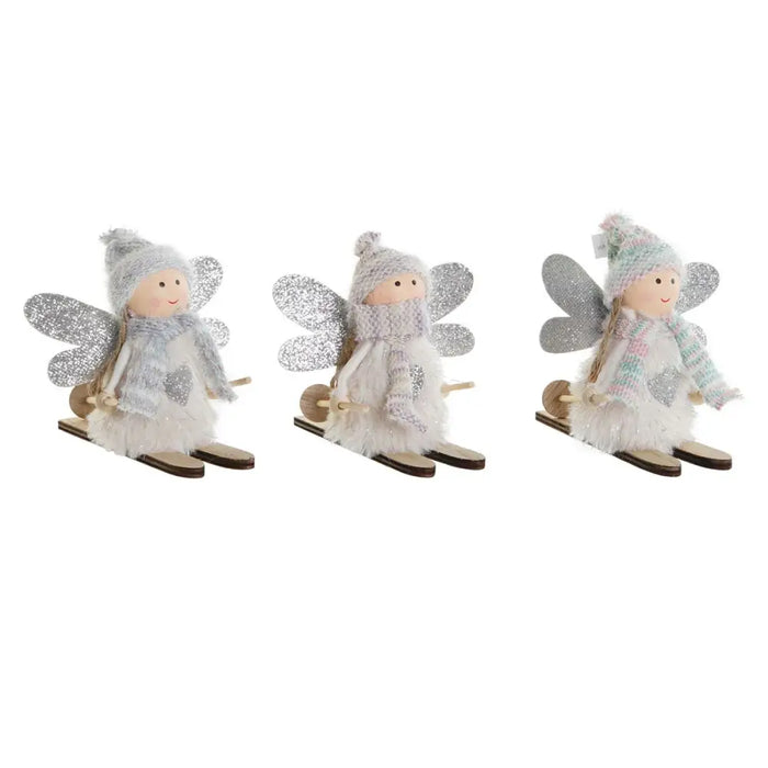 Christmas bauble DKD Home Decor White Grey Fairy 12 x 8 x 10 cm (3 Units) - Декорация и Осветление<<<Дом
