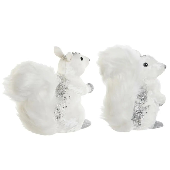 Christmas bauble DKD Home Decor White Squirrel 22 x 11 x 22 cm (2 Units) - Декорация и Осветление<<<Дом
