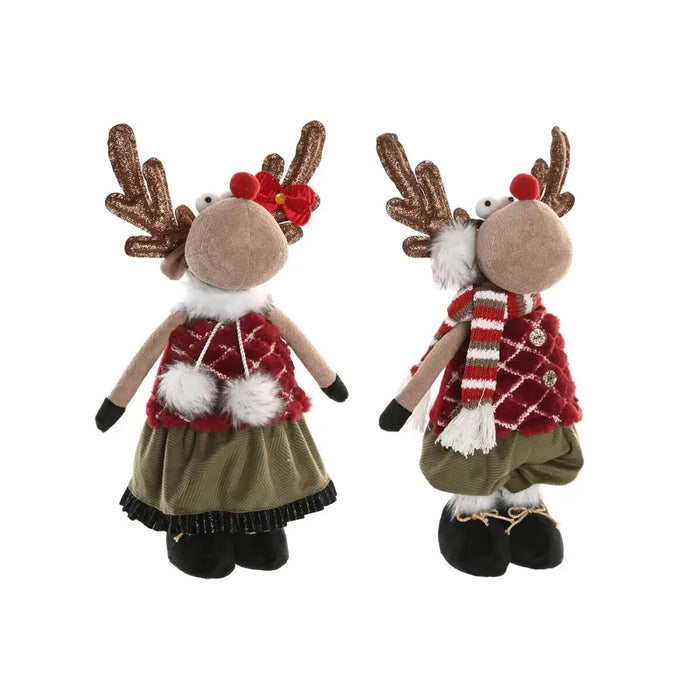 Christmas bauble Home ESPRIT Brown Red Green Reindeer 23 x 16 x 41 cm (2 Units) - Декорация и Осветление<<<Дом