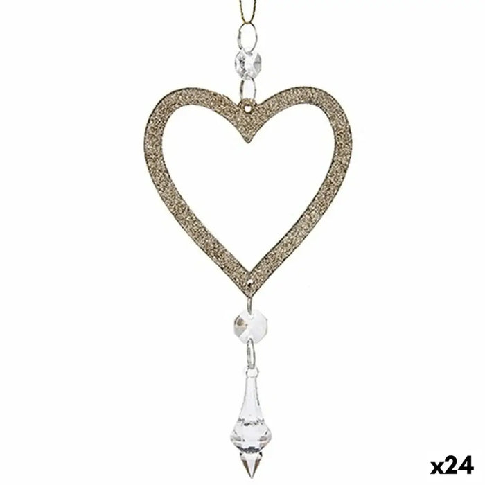 Christmas bauble Krist+ Champagne Plastic Glitter Heart 9 x 16 x 2 cm (24 Units) - Декорация и Осветление<<<Дом