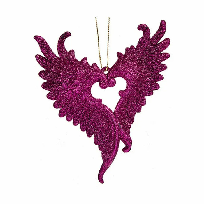Christmas bauble Krist+ Fuchsia Plastic Glitter Angel Wings 12 x 13 x 2,5 cm (24 Units) - Декорация и Осветление<<<Дом