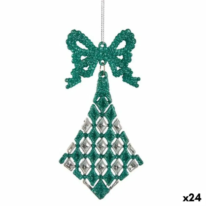 Christmas bauble Krist+ Green Plastic Glitter Lasso Rhombus 7,5 x 1 x 15,5 cm 7,5 x 15,5 x 1 cm (24 Units) - Декорация