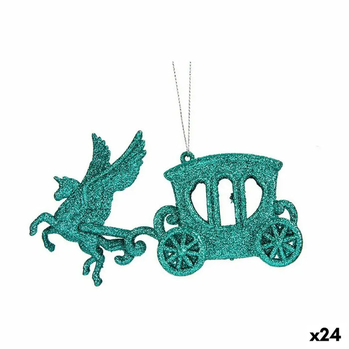 Christmas bauble Krist+ Green Plastic Glitter Magical Carriage 15 x 8,5 x 4,5 cm (24 Units) - Декорация и