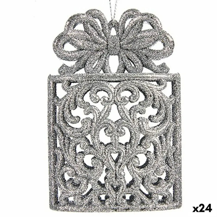 Christmas bauble Krist+ Silver Plastic Glitter Gift Box 7,5 x 11,5 x 4 cm (24 Units) - Декорация и Осветление<<<Дом