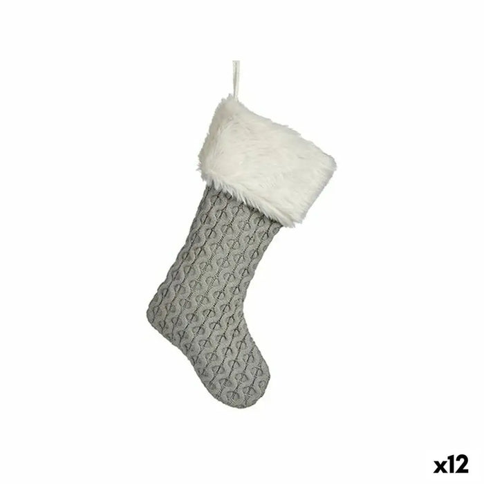 Christmas bauble Krist+ White Grey Cloth Christmas Stocking 28 x 4 x 46 cm (12 Units) - Декорация и Осветление<<<Дом