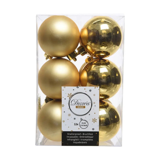 Christmas Baubles Decoris Golden Plastic 12 Units - Декорация и Осветление<<<Дом Градина<<<BigBuy&&&Коледни