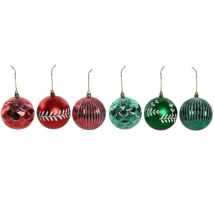 Christmas Baubles Home ESPRIT Red Green PVC 16 x 16 x 24 cm (2 Units) - Декорация и Осветление<<<Дом