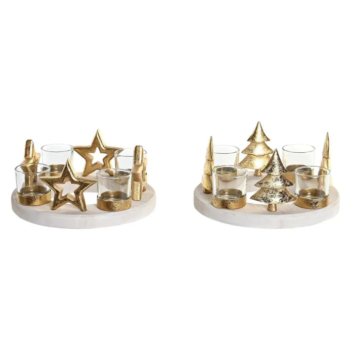 Christmas Candle Holder DKD Home Decor Natural Golden (2 Units) (21 x 11,5 x 21 cm) - Декорация и Осветление<<<Дом