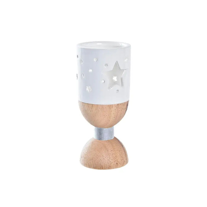Christmas Candle Holder DKD Home Decor White Brown Natural Star 6 x 6 x 14 cm - Декорация и Осветление<<<Дом