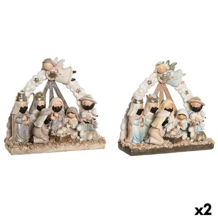 Christmas nativity set DKD Home Decor Blue White Brown Resin 23,5 x 8 x 20,5 cm (2 Units) - Декорация и